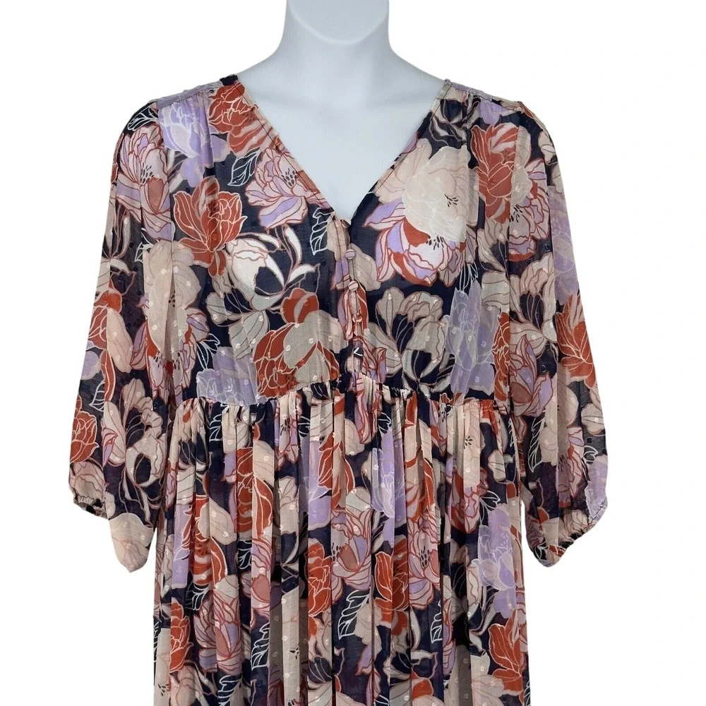 Torrid Floral Clip Dot Midi Dress 2X NWT - Picture 3 of 12
